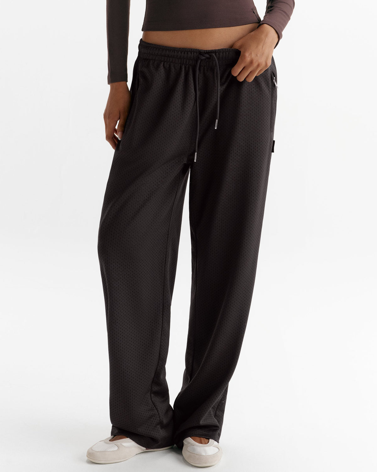 Mesh Track Pants - Coffee Bean