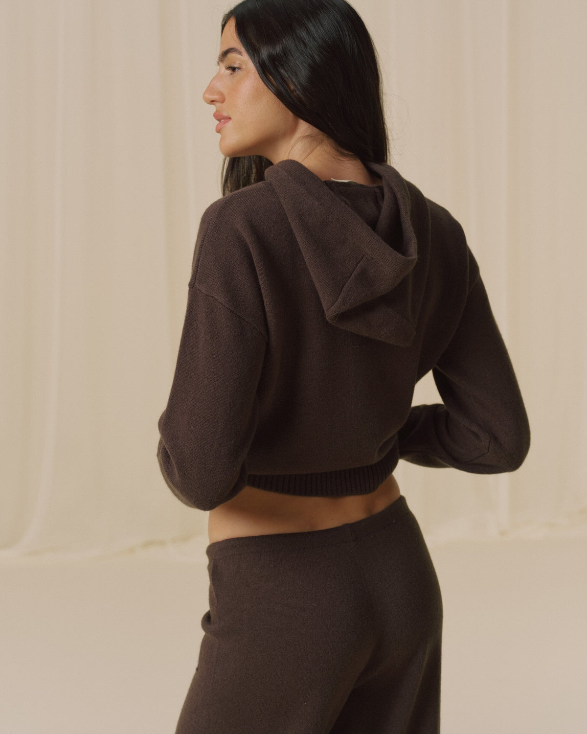 Merino Wool Hoodie - Coffee Bean