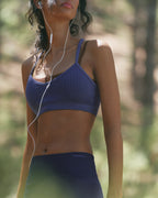 Classic Seamless Cross Back Bra - Blueberry Stripe