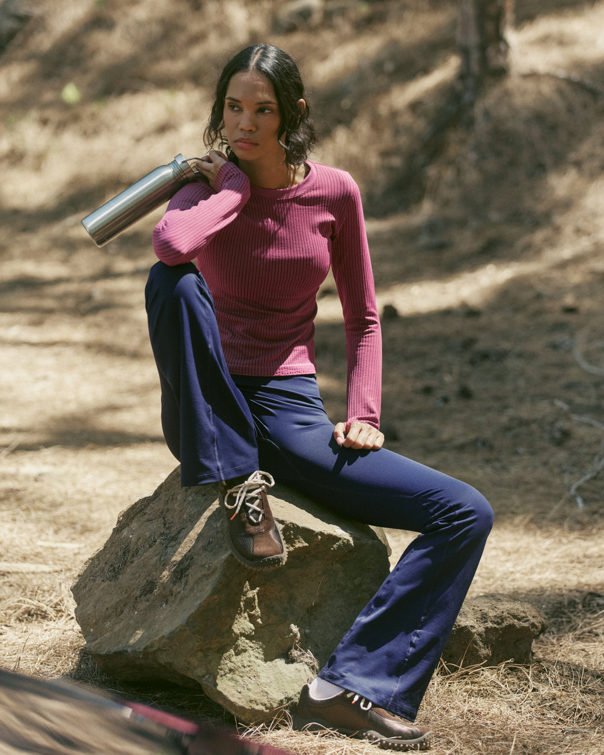 Classic Seamless Flared Leggings - Navy Blue