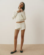 Knit Zip Through Cardigan - Marshmallow White