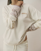Knit Roll Hem Sweatshirt - Marshmallow White