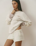 Knit Roll Hem Sweatshirt - Marshmallow White