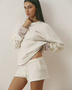 Knit Roll Hem Sweatshirt - Marshmallow White