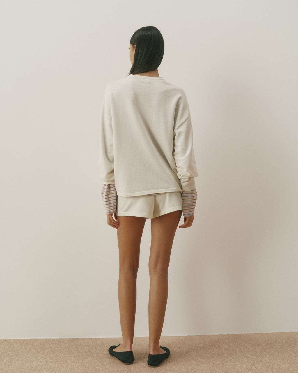 Knit Roll Hem Sweatshirt - Marshmallow White