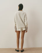 Knit Roll Hem Sweatshirt - Marshmallow White