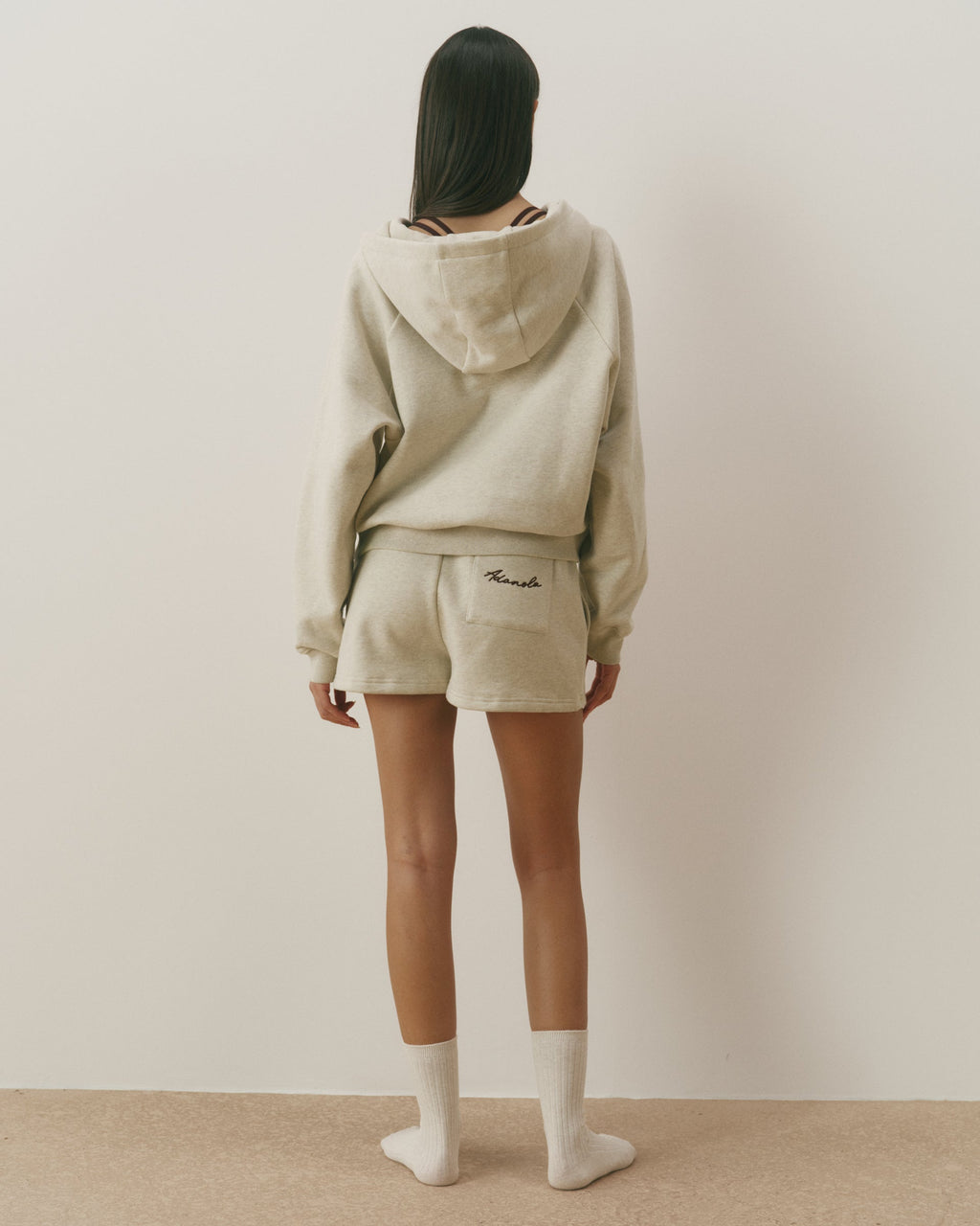 Loose Fit Zip Through Hoodie - Oatmeal Marl