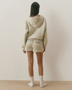 Loose Fit Zip Through Hoodie - Oatmeal Marl