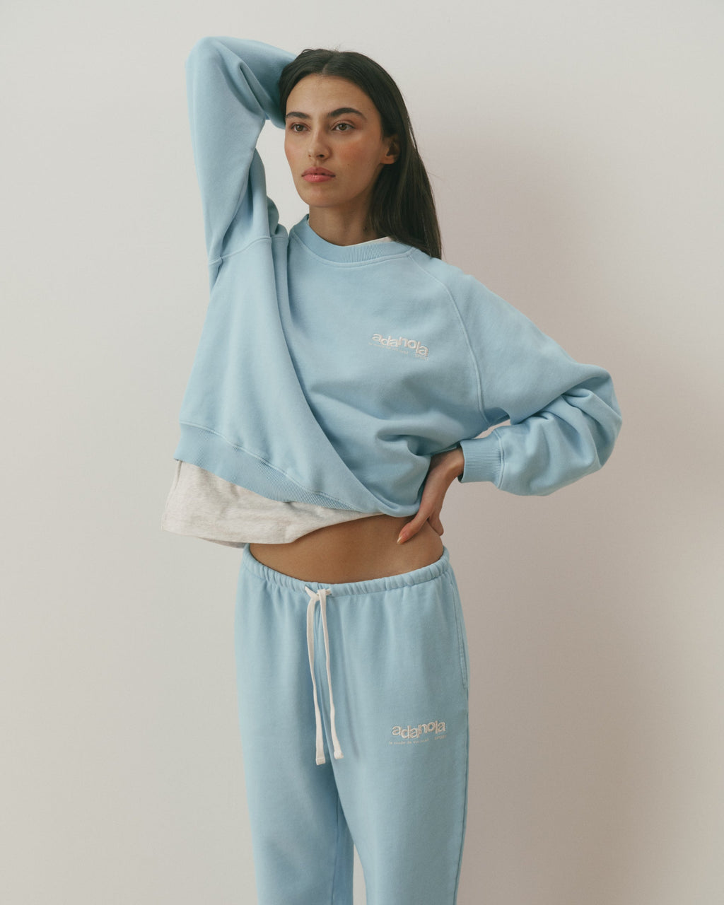 Le Mode De Vie Washed Loose Fit Sweatshirt - Breeze Blue/Marshmallow White