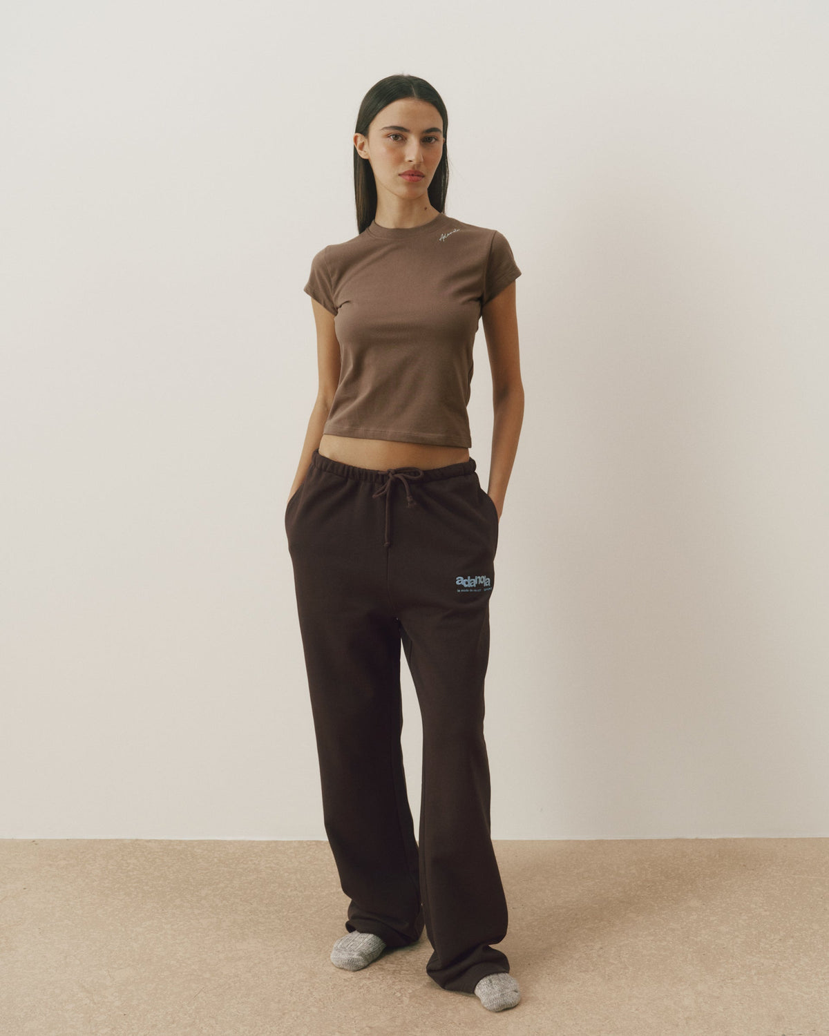 Straight Leg Sweatpants - Coffee Bean