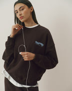 Le Mode De Vie Oversized Sweatshirt - Coffee Bean/Airy Blue