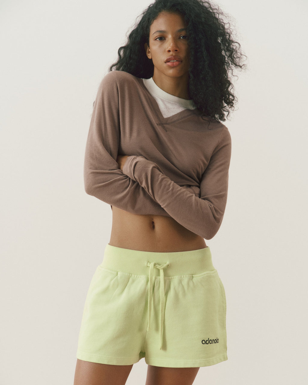 Cropped Sweat Shorts - Washed Lime Green