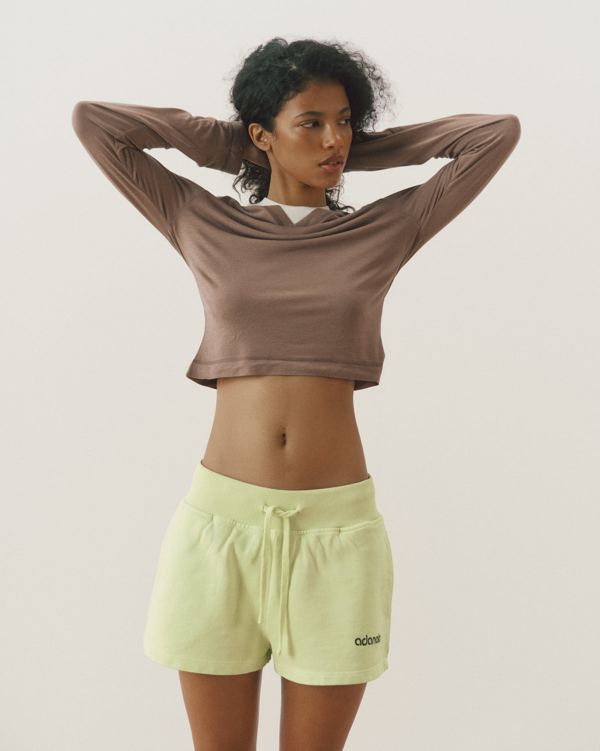 Cropped Sweat Shorts - Washed Lime Green