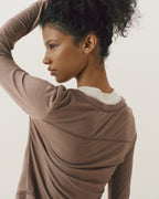 V-Neck Double Layered Top - Dusty Brown