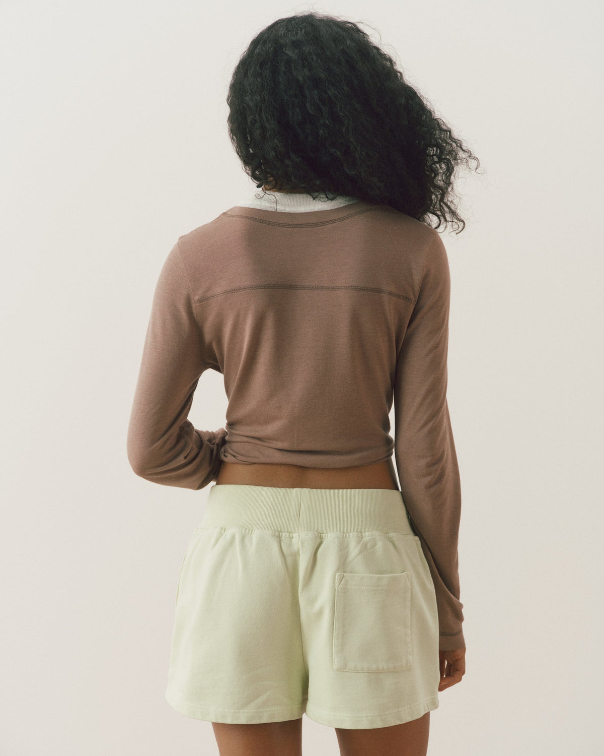 V-Neck Double Layered Top - Dusty Brown