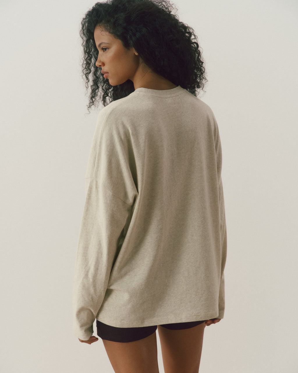 Drop Shoulder T-shirt - Oat Melange