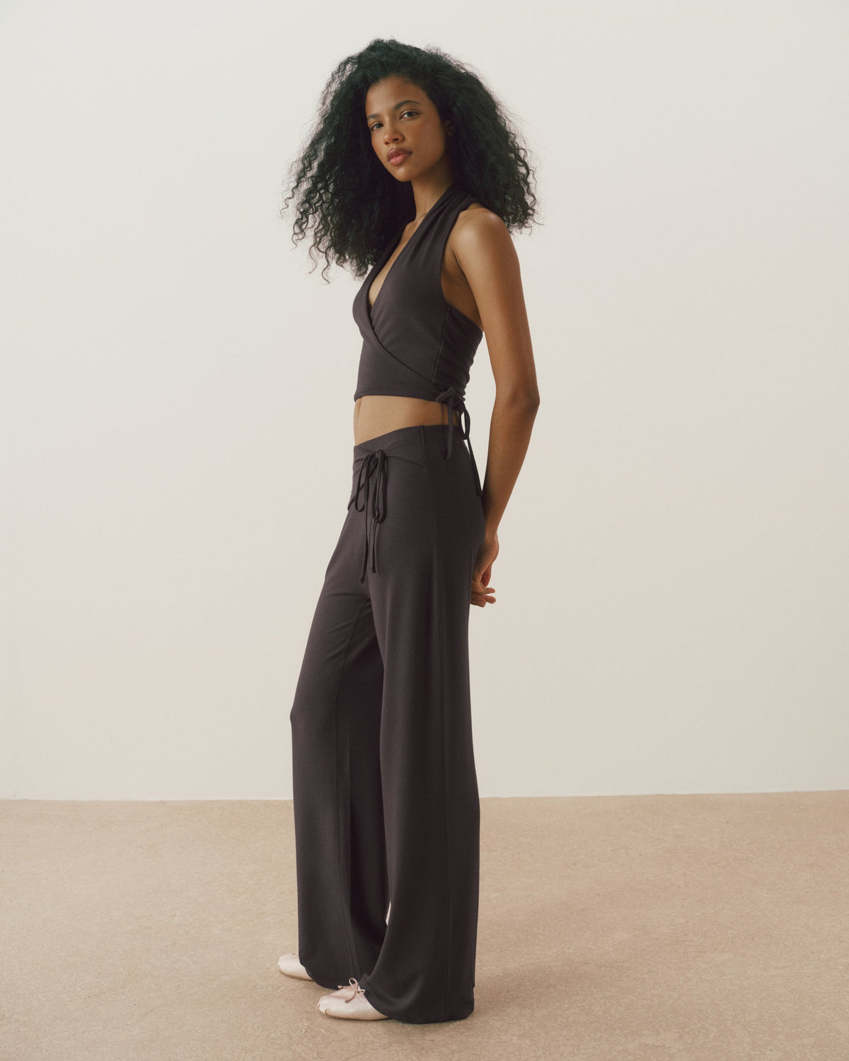 Modal Wrap Pants - Coffee Bean