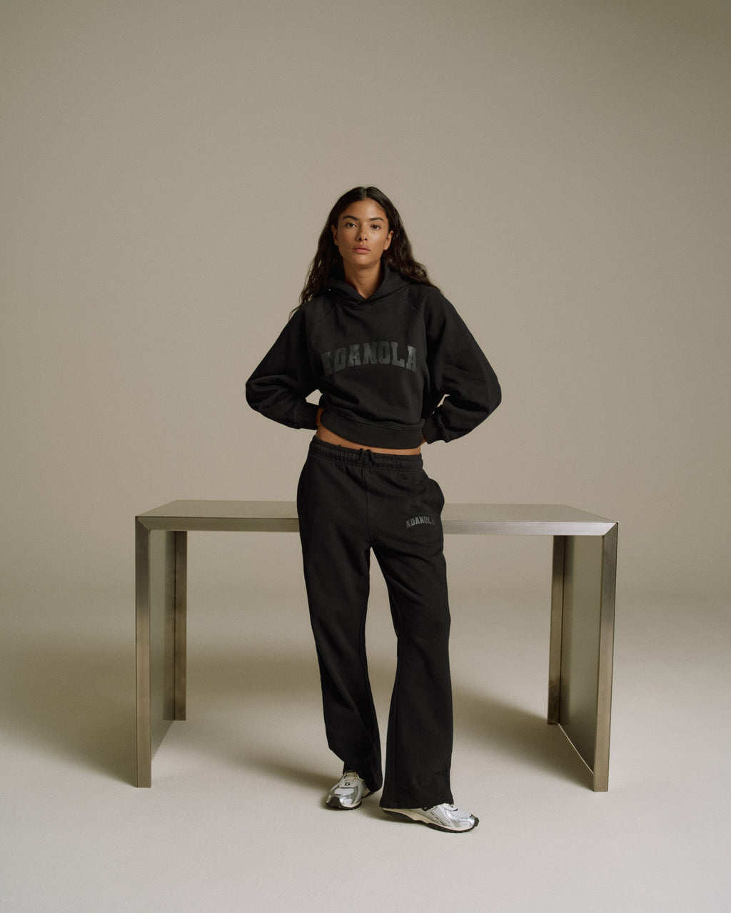 Loose Fit Straight Leg Sweatpants - Black