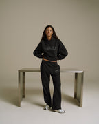 Loose Fit Straight Leg Sweatpants - Black