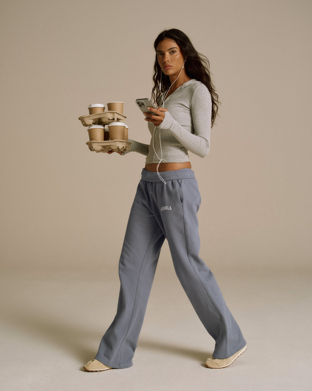 Loose Fit Straight Leg Sweatpants - Slate Blue