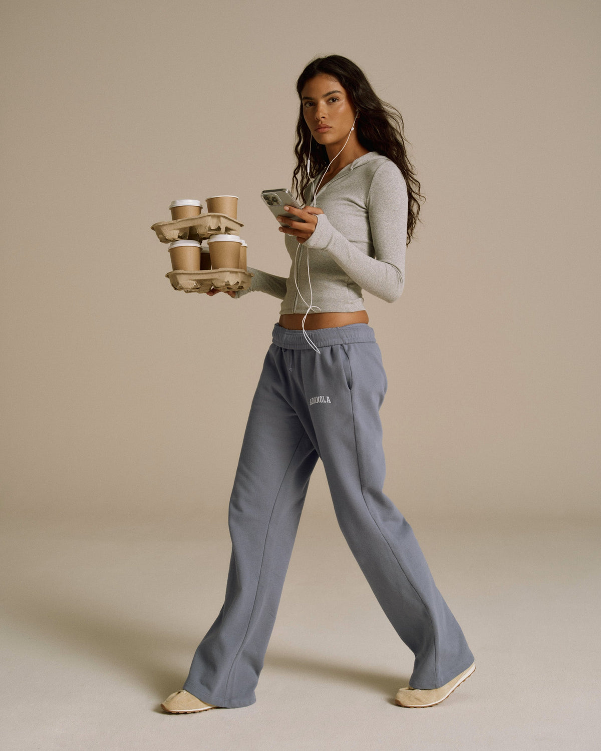 Loose Fit Straight Leg Sweatpants - Slate Blue