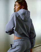 Loose Fit Zip Through Hoodie - Slate Blue