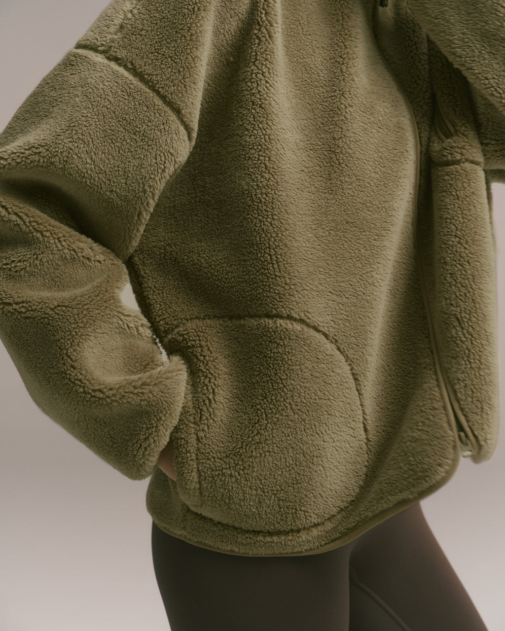 Oversized Pocket Fleece - Dark Pistachio Green