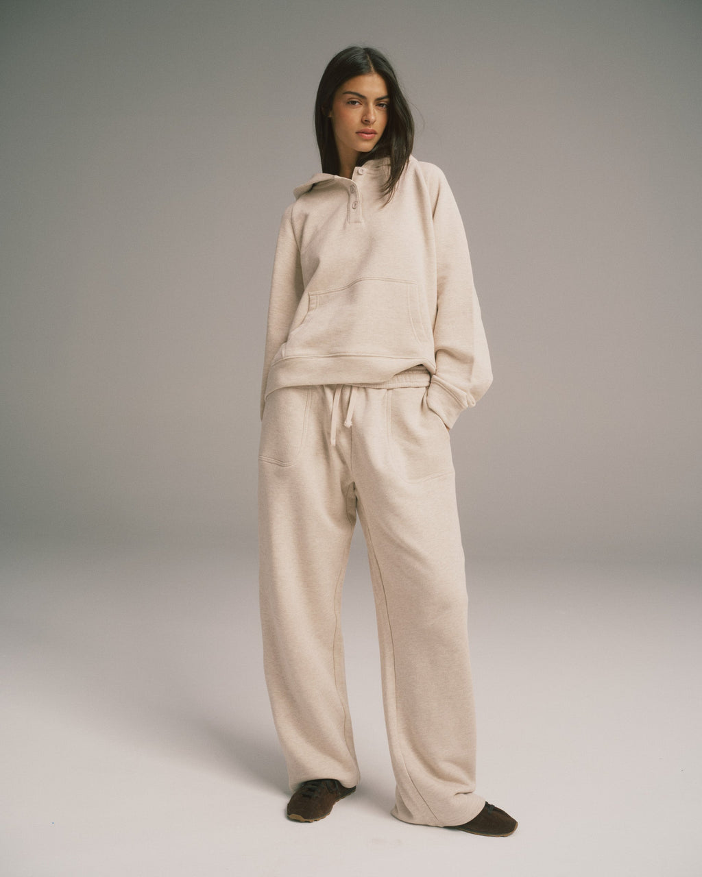 Straight Leg Sweatpants - Oatmeal Melange