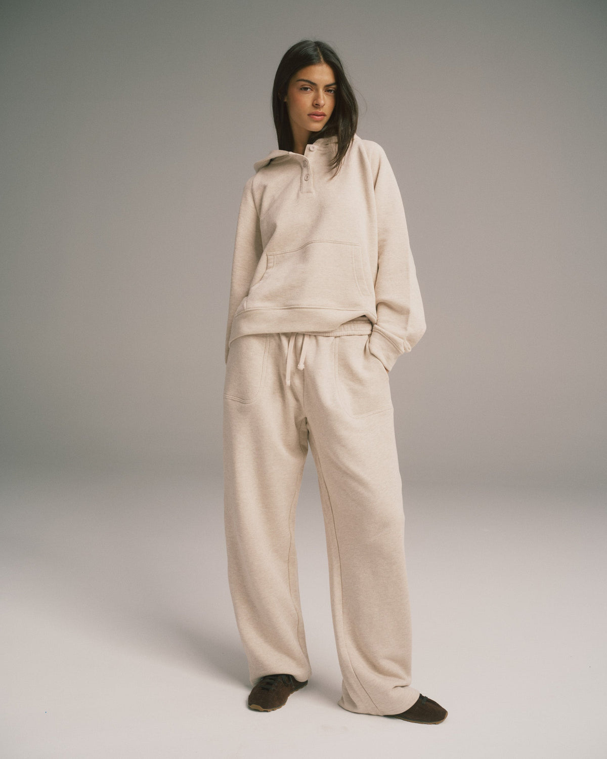 Straight Leg Sweatpants - Oatmeal Melange
