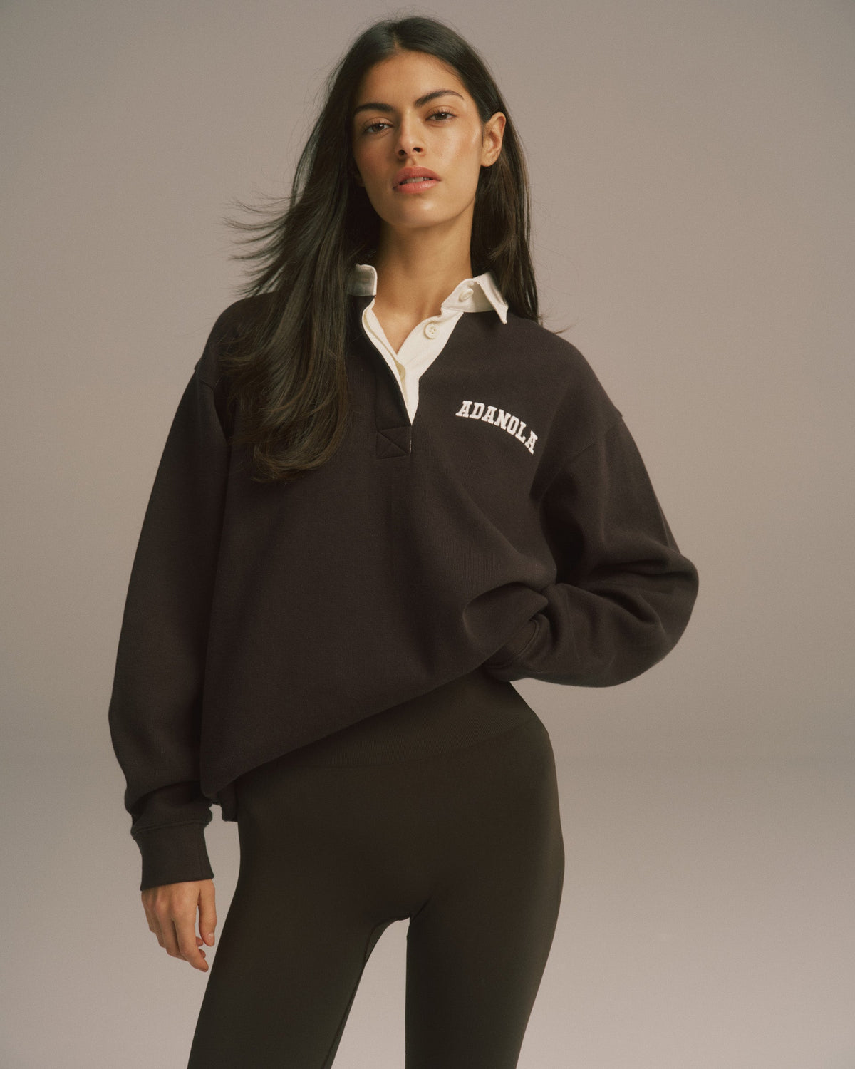 Oversized Rugby Top - Coffee Bean