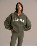 Oversized Zip Through Hoodie - Olive Green