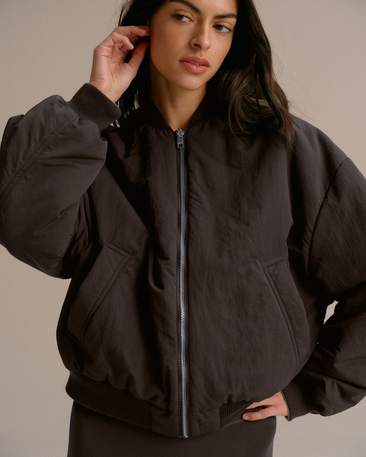 Reversible Bomber Jacket - Coffee Bean