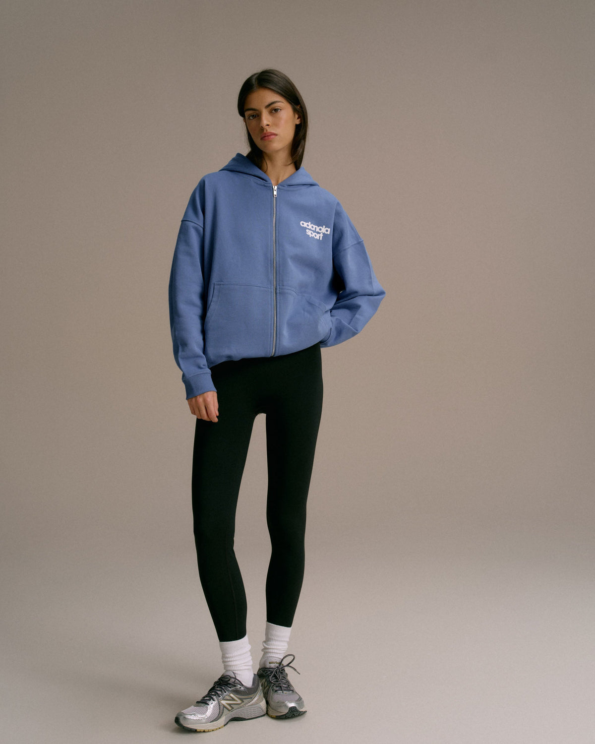 Oversized Zip Through Hoodie - Vintage Blue