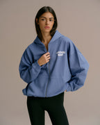 Oversized Zip Through Hoodie - Vintage Blue