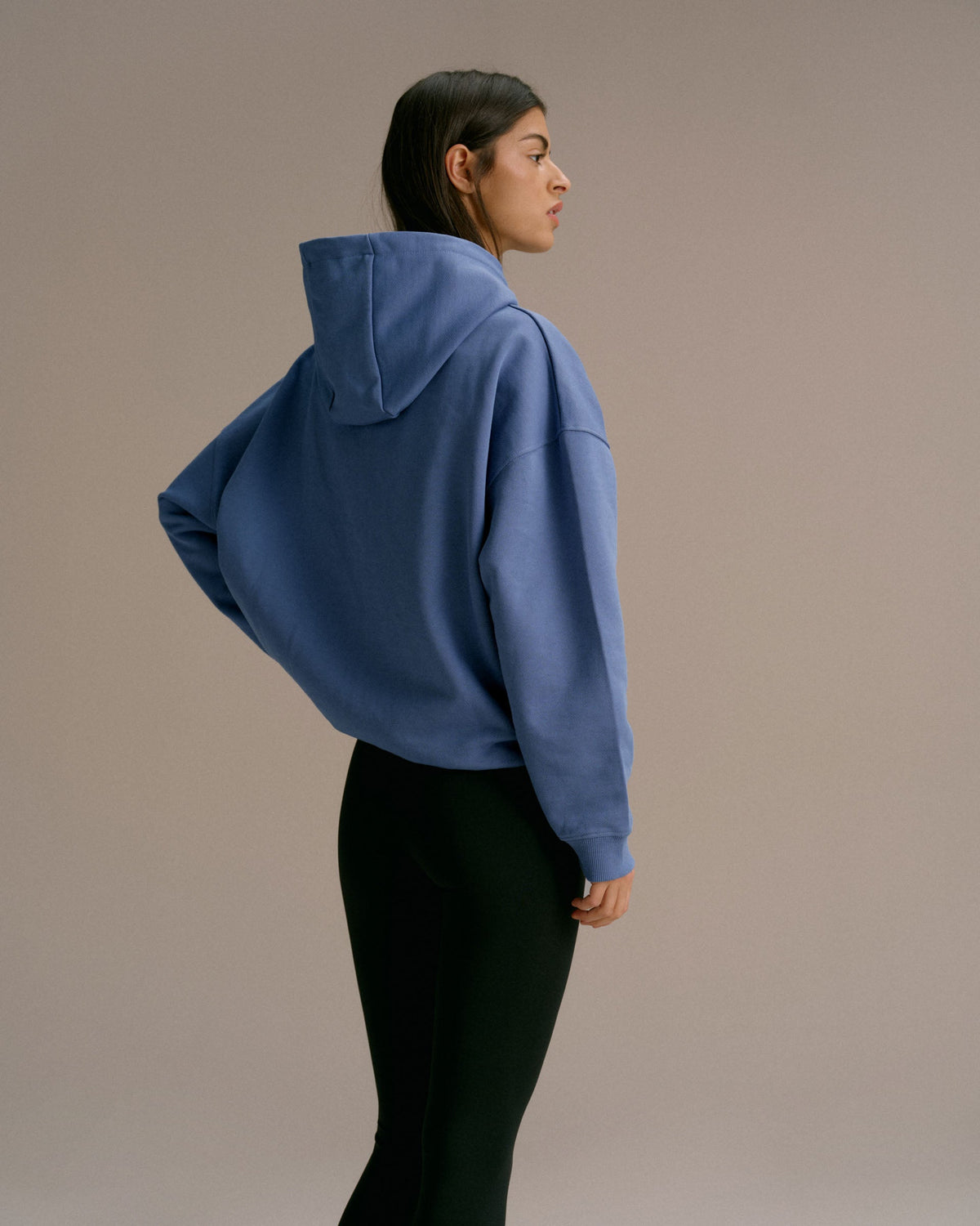 Oversized Zip Through Hoodie - Vintage Blue