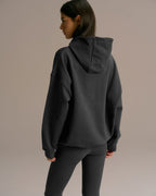 Oversized Zip Through Hoodie - Graphite Grey