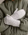 Cable Knit Mittens - Light Grey Melange