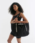 Branded Strap Tote Bag - Black/Cream