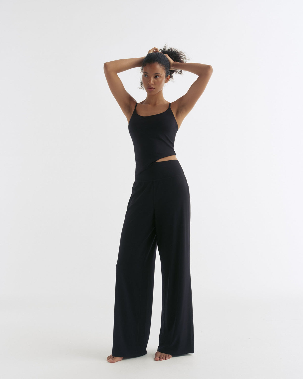 Wide Leg Yoga Pants - Black