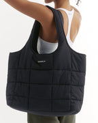 Quilted Nylon Shoulder Bag - Black