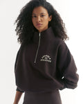 Campus Relaxed Funnel Neck Zip Sweatshirt - Coffee Bean/Marshmallow White