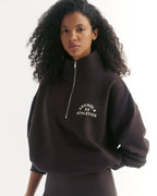 Campus Relaxed Funnel Neck Zip Sweatshirt - Coffee Bean/Marshmallow White