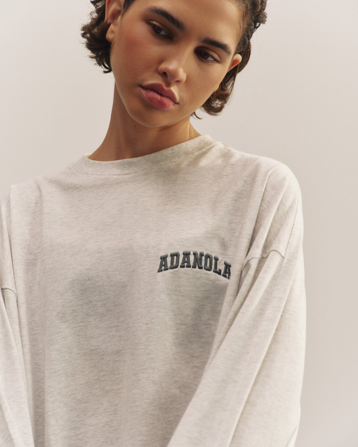Drop Shoulder T-shirt - Light Grey Melange
