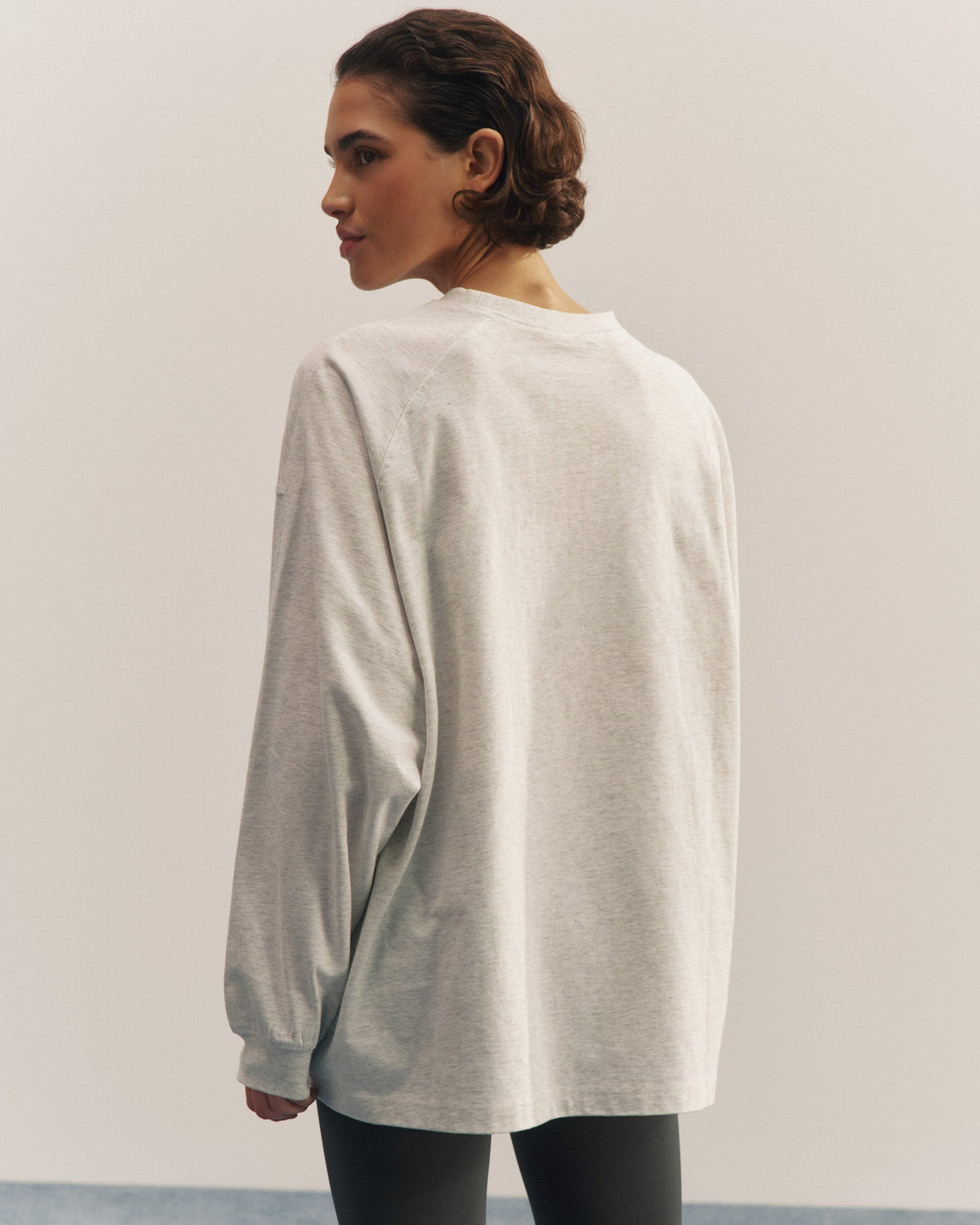 Drop Shoulder T-shirt - Light Grey Melange