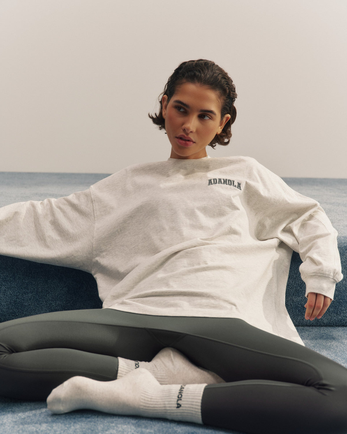 Drop Shoulder T-shirt - Light Grey Melange