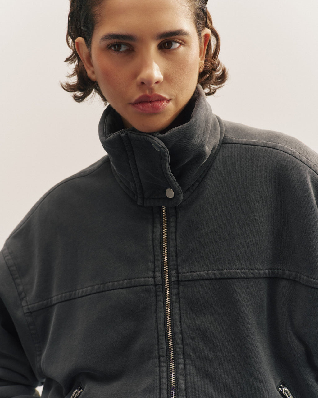 Padded Bomber Jacket - Charcoal Grey