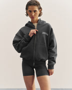 Relaxed Zip Through Hoodie - Graphite Grey