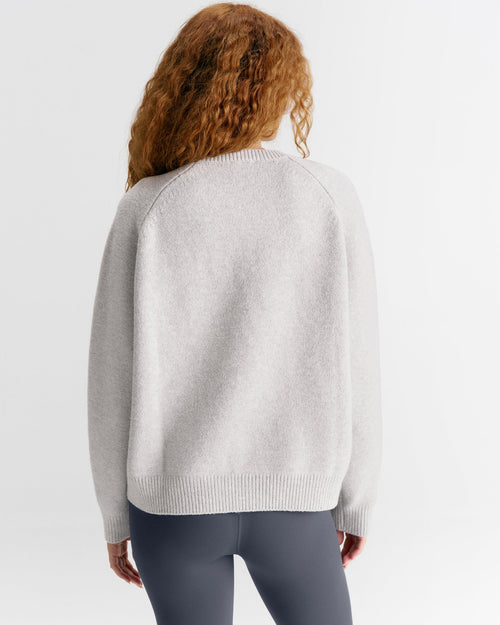 Boucle Oversized Knit Sweatshirt - Light Grey Melange