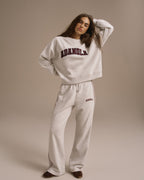 Loose Fit Straight Leg Sweatpants - Light Grey Melange