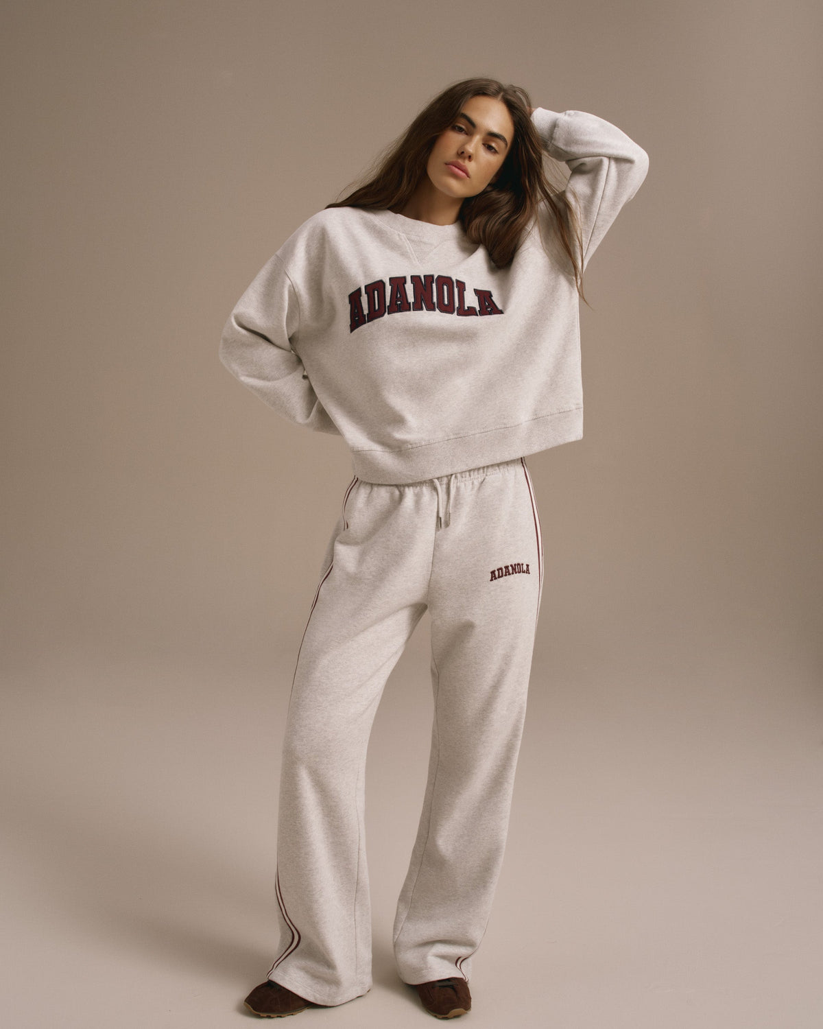 Loose Fit Straight Leg Sweatpants - Light Grey Melange